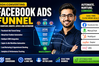 create facebook ads funnel with manychat hubspot zapier n8n automation set up