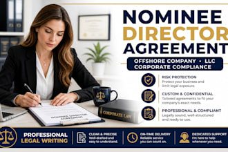 prepare nominee director agreement, offshore company, corporate compliance, llc
