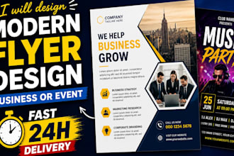 design modern business or event flyer with fast 24h delivery