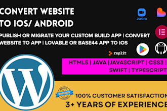 convert website to app android ios migrate wordpress shopify wix base44 lovable