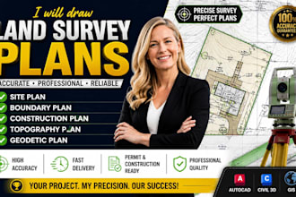 draw land survey plans site plan boundary construction, topography geodetic plan