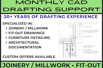 provide monthly cad drafting support