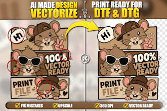fix ai artwork for dtf dtg print ready vector files