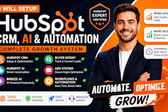 setup hubspot CRM, hubspot ai, breeze ai, aeo system workflows automation system