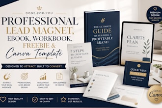 design professional lead magnet, ebook, workbook, freebie and canva template