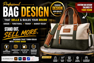 design custom bag, handbag, tote, backpack with tech pack mockup