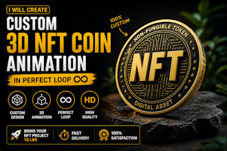 create custom 3d nft coin animation in perfect loop