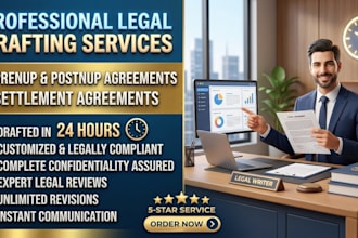 draft prenup, postnup and settlement agreement in 24 hours