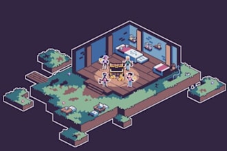 create professional isometric pixel art for game assets and backgrounds