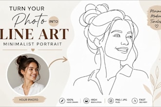 create minimalist continuous line portrait from your photo