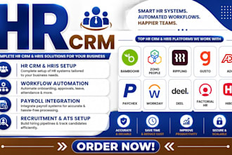 setup HR crm rippling bamboohr zoho adp gusto quickbooks deel workday ukg trinet