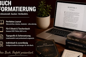 buchformatierung für amazon KDP, kindle ebooks, taschenbücher und hardcover
