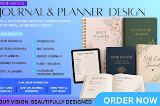 design a professional workbook, journal or planner