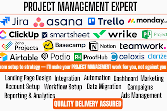 setup jira asana trello clickup airtable wrike notion basecamp podio monday com