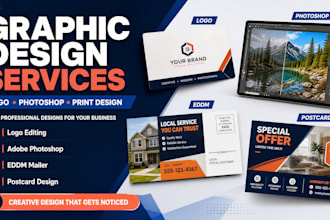 do graphic design, logo editing, adobe photoshop work, eddm mailer, postcard