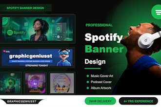 design spotify banner, music cover art and podcast cover