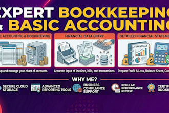 bookkeeping, data entry and financial reports in excel
