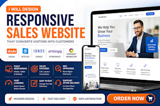 design responsive sales website using duda site123, ionos, or webador
