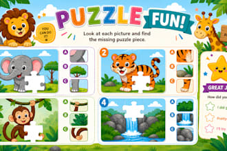 design engaging children school worksheets, puzzles, pdf lead and KDP workbooks