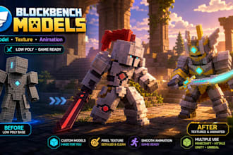 create custom 3d blockbench models, textures and animation