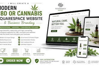 create a modern cbd or cannabis squarespace website business branding