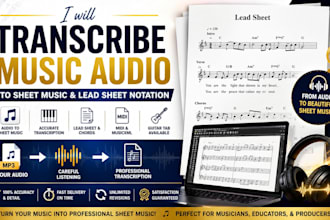 transcribe piano worship songs into professional lead sheets and notation score