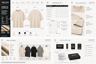 menswear fashion tech pack oversize tee clothing flatsketch technical production