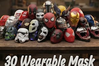 3d print and paint, ship custom 3d mask, 3d helmet, halloween stl mask
