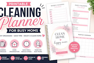 design a printable cleaning planner for busy moms