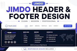 design a modern jimdo header and footer for your website
