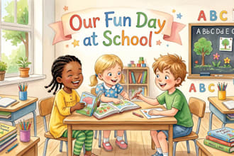 watercolor children story book illustration, hand drawn water color illustration