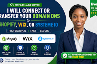 connect or transfer your domain dns to shopify, wix, or systeme io