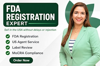 do fda registration, US agent, mocra compliance, and label review