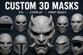 create custom 3d printed cosplay mask and helmet stl file for anime, halloween