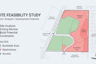 do site feasibility study for land development and building potential analysis