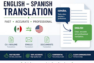 translate your CV, email or document from spanish to english professional