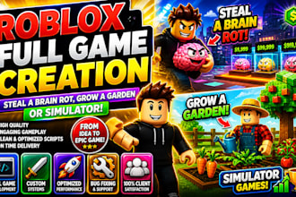 do roblox full game creation, steal a brain rot, grow a garden or simulator