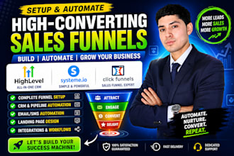 setup gohighlevel crm, systeme io, click funnel sales funnel automation