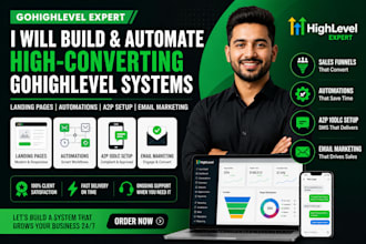 set up gohighlevel automation workflows and CRM system landing pages ghl va