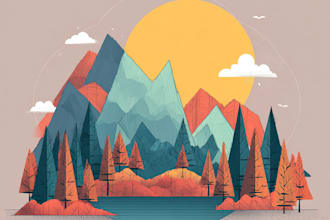draw a flat vector landscape illustration