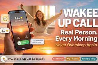 give you a personal human wake up call alarm every morning