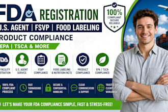 do fda registration, US agent, fsvp, food labeling, product compliance,epa, tsca