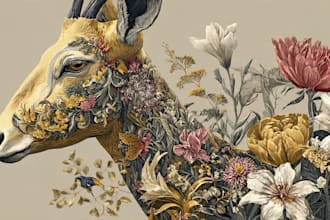 draw an animal and botanical illustration