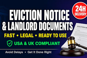 write legal eviction notice, notice to vacate, and landlord documents for USA UK