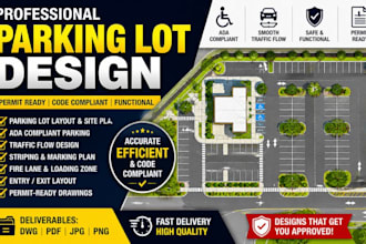 design parking lot layout, site plan ada parking design for permit approval