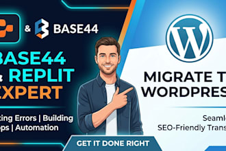 be your base44 expert to build, fix replit errors, and migrate to wordpress