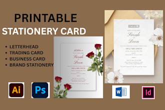 design letterhead printable stationery card, business trading card design