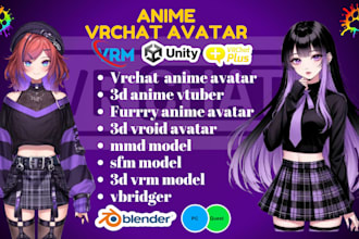 create anime vrchat avatar, nsfw vtuber model, 3d furry avatar, vrc quest avatar