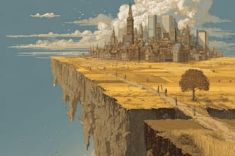 illustrate a surreal landscape or city drawing