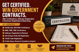 help you obtain sba certifications wosb, 8a, sdvosb, dbe, mbe, wbe